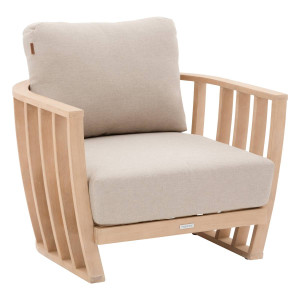 Fauteuil de salon jardin LEMINDO Eucalyptus   Beige certifié FSC®, Polyester Hespéride