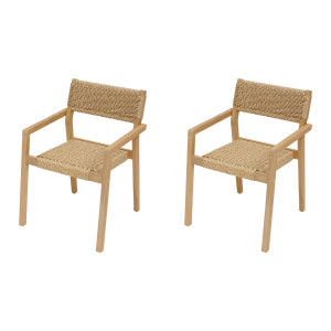 Lot de 2 fauteuils TEMEIRA Acacia certifié FSC®, Résine tressée synthétique Hespéride