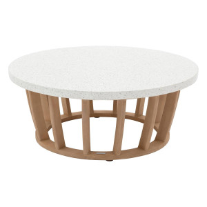 Table basse de jardin ronde LEMINDO Eucalyptus 100 x 40,5 cm - certifié FSC® Hespéride