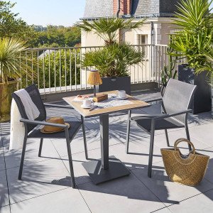 Table de jardin bistro LAMBADA Céramique   Graphite 2 places - Acier traité époxy, Traitement antirouille renforcé, Hespéride