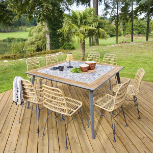 Table de jardin bistro LAMBADA Céramique   Graphite 8 places - Acier traité époxy, Traitement antirouille renforcé, Hespéride