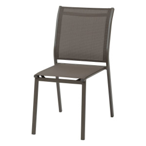 Chaise de jardin empilable ESSENTIA Wengé   Praliné Aluminium traité époxy, Texaline Hespéride