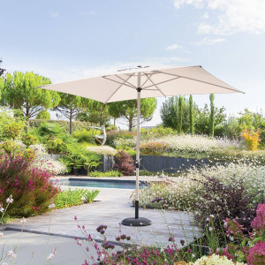 Parasol droit rectangulaire inclinable LOOMPA Argile   Blé 3 x 2 m - Aluminium, Polyester Hespéride