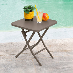 Table d'appoint de jardin carré GREENSBORO Café 40 x cm - Acier, Traitement anti-rouille renforcé Hespéride