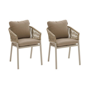 Lot de 2 fauteuils jardin ORIENGO Beige   Argile Aluminium, Mailles tressées, Polyester Hespéride