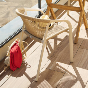Fauteuil de jardin empilable RIU Argile   Beige Aluminium traité époxy Hespéride
