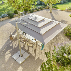 Parasol déporté rectangulaire multi-toile MELHIA Lin 4 x 3 m - Aluminium traité époxy, Acier, Oléfine Hespéride