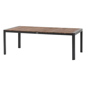 Table de jardin rectangulaire PARADIZE Effet Noyer   Graphite 10 places - Aluminium, Acacia certifié FSC® Hespéride