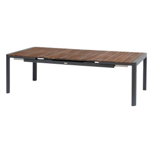 Table de jardin extensible PARADIZE Effet Noyer   Graphite 12 places - Aluminium, Acacia certifié FSC® Hespéride