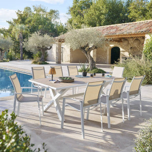 Table de jardin AXIOME Eucalyptus   Blanc 8 places - certifié FSC® Hespéride