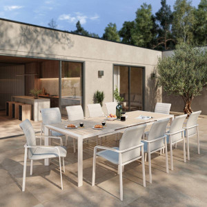 Fauteuil de jardin empilable DIESE Ivoire   Argile Aluminium traité époxy, Texaline Hespéride