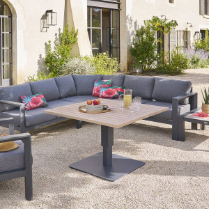 Table de jardin relevable carrée SALIMIA Graphite   Honey 110 x 69 cm - Aluminium traité époxy Hespéride
