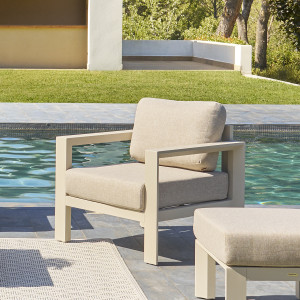 Fauteuil de salon jardin ÉVASION Argile Aluminium traité époxy, Oléfine Hespéride