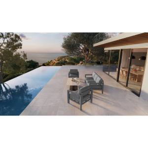 Canapé de jardin ÉVASION Graphite 3 places - Aluminium traité époxy, Polyester Hespéride