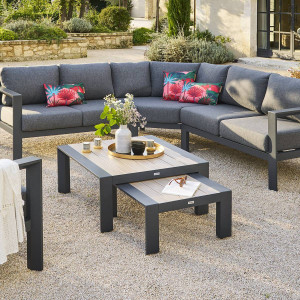 Table basse de jardin carrée ÉVASION Graphite   Honey 67 x 31 cm - Aluminium traité époxy Hespéride