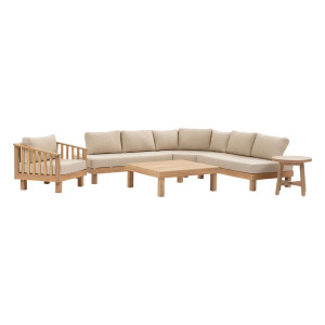 Salon de jardin XENIA Acacia 6 places - certifié FSC®, Polyester Hespéride