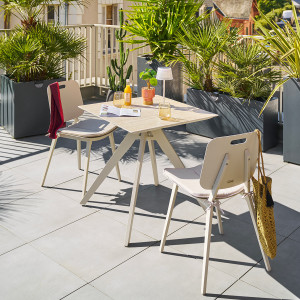 Ensemble table de jardin carrée + 2 chaises TERZANO Argile places - Aluminium traité époxy Hespéride