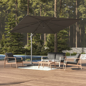Parasol déporté rectangulaire MELHIA Anthracite + 4 dalles de STACIO 3 x m - Aluminium traité époxy, Acier, Oléfine Hespéride