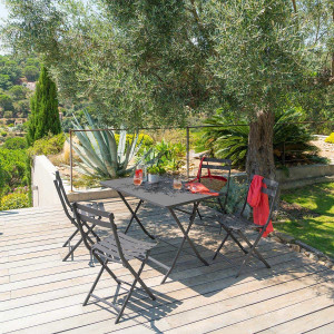 Ensemble table de jardin pliante rectangulaire + 4 chaises GREENSBORO Graphite places - Acier traité époxy, Traitement antirouille renforcé Hespéride