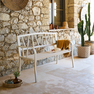 Banc de jardin ALVERNIA Argile 3 places - Acier traité époxy, Traitement anti-rouille renforcé Hespéride