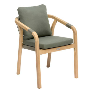 Fauteuil de jardin empilable PAPOUASIE Vert laurier / Acacia certifié FSC®, Oléfine Hespéride
