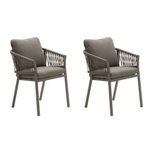 Lot de 2 fauteuils jardin ORIENGO Macchiato / Café Aluminium traité époxy, Polyester Hespéride