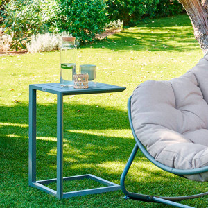 Table d'appoint de jardin carrée EVASION Vert laurier 38 x cm - Aluminium traité époxy Hespéride