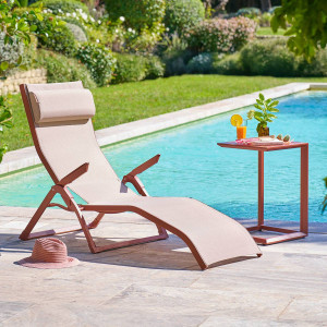 Table d'appoint de jardin carrée EVASION Acajou 38 x cm - Aluminium traité époxy Hespéride