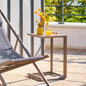 Table d'appoint de jardin carrée EVASION Café 38 x cm - Aluminium traité époxy Hespéride