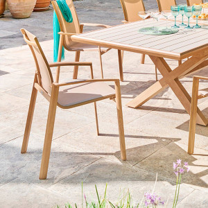 Fauteuil de jardin AXANT Lin / Honey Aluminium traité époxy, Texaline Hespéride