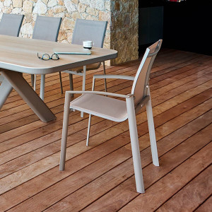 Fauteuil de jardin AXANT Datte / Café Aluminium traité époxy, Texaline Hespéride