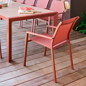 Fauteuil de jardin ESSENTIA Acajou Aluminium traité époxy, Texaline Hespéride