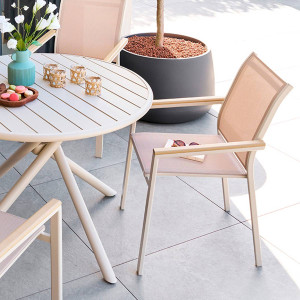 Fauteuil de jardin ESSENTIA Argile Aluminium traité époxy, Acacia certifié FSC®, Texaline Hespéride