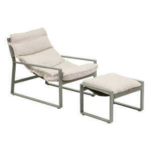 Fauteuil relax de jardin LAMBINIO Beige / Vert laurier Aluminium traité époxy - Oléfine Hespéride