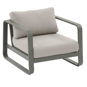 Fauteuil de salon jardin DOMILLY Beige / Vert laurier Aluminium traité époxy, Oléfine Hespéride
