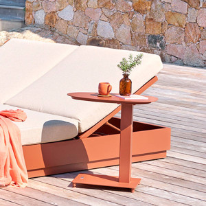 Table d'appoint de jardin ovale VENUZIA Acajou 50 x 30 cm - Aluminium traité époxy Hespéride