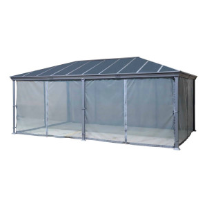 Moustiquaire pour pergola autoportante BELIZE Gris ardoise 6 x 3,6 m - L.360 H.600 cm Polyester Hespéride