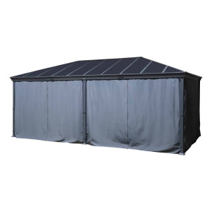Rideaux pour pergola BELIZE Gris Ardoise 6 x 3 m - L. 600 H. 360 cm Polyester Hespéride