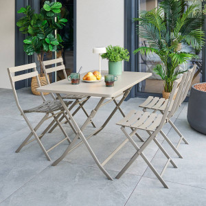 Table de jardin pliante rectangulaire GREENSBORO Café 4 places - Acier traité époxy, Traitement anti-rouille renforcé Hespéride