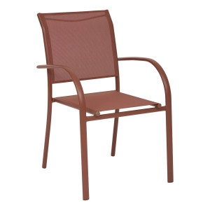 Fauteuil de jardin PIAZZA Acajou Acier traité époxy, Aluminium Texaline Hespéride