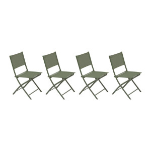 Lot de 4 chaises jardin pliante MODULA Vert laurier Acier traité époxy, Texaline Hespéride