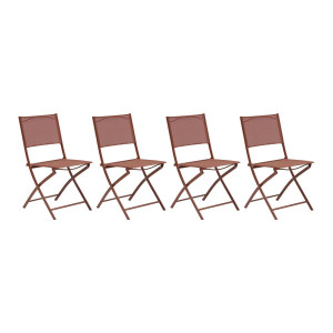 Lot de 4 chaises jardin pliante MODULA Acajou Acier traité époxy, Texaline Hespéride