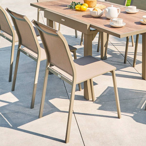 Chaise de jardin ESSENTIA Noisette / Café Aluminium traité époxy, Texaline Hespéride