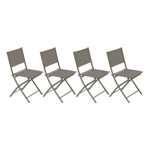 Lot de 4 chaises jardin pliante MODULA Noisette / Café Acier traité époxy, Texaline Hespéride