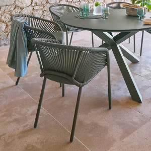 Fauteuil de jardin ORYON Vert laurier Aluminium traité époxy, Oléfine Hespéride