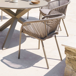 Fauteuil de jardin ORYON Café Aluminium traité époxy, Oléfine Hespéride