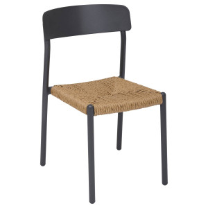 Chaise de jardin WISTTY Graphite Aluminium traité époxy, Résine tressée synthétique Hespéride