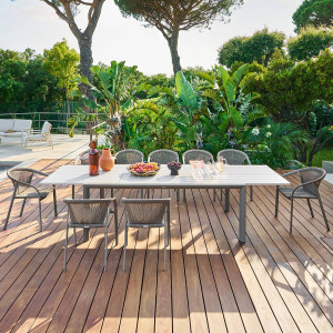 Table de jardin extensible rectangulaire LUZANE Argile / Café 12 places - Aluminium Hespéride