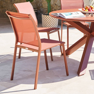 Chaise de jardin ESSENTIA Acajou Aluminium traité époxy, Texaline Hespéride