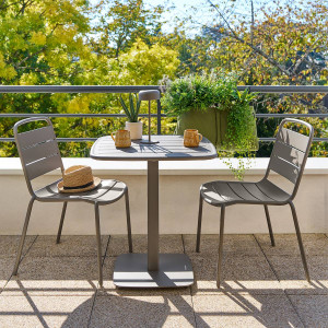 Table de jardin carrée ALEGORIA Café 2 places - Acier, Traitement anti-rouille renforcé Hespéride